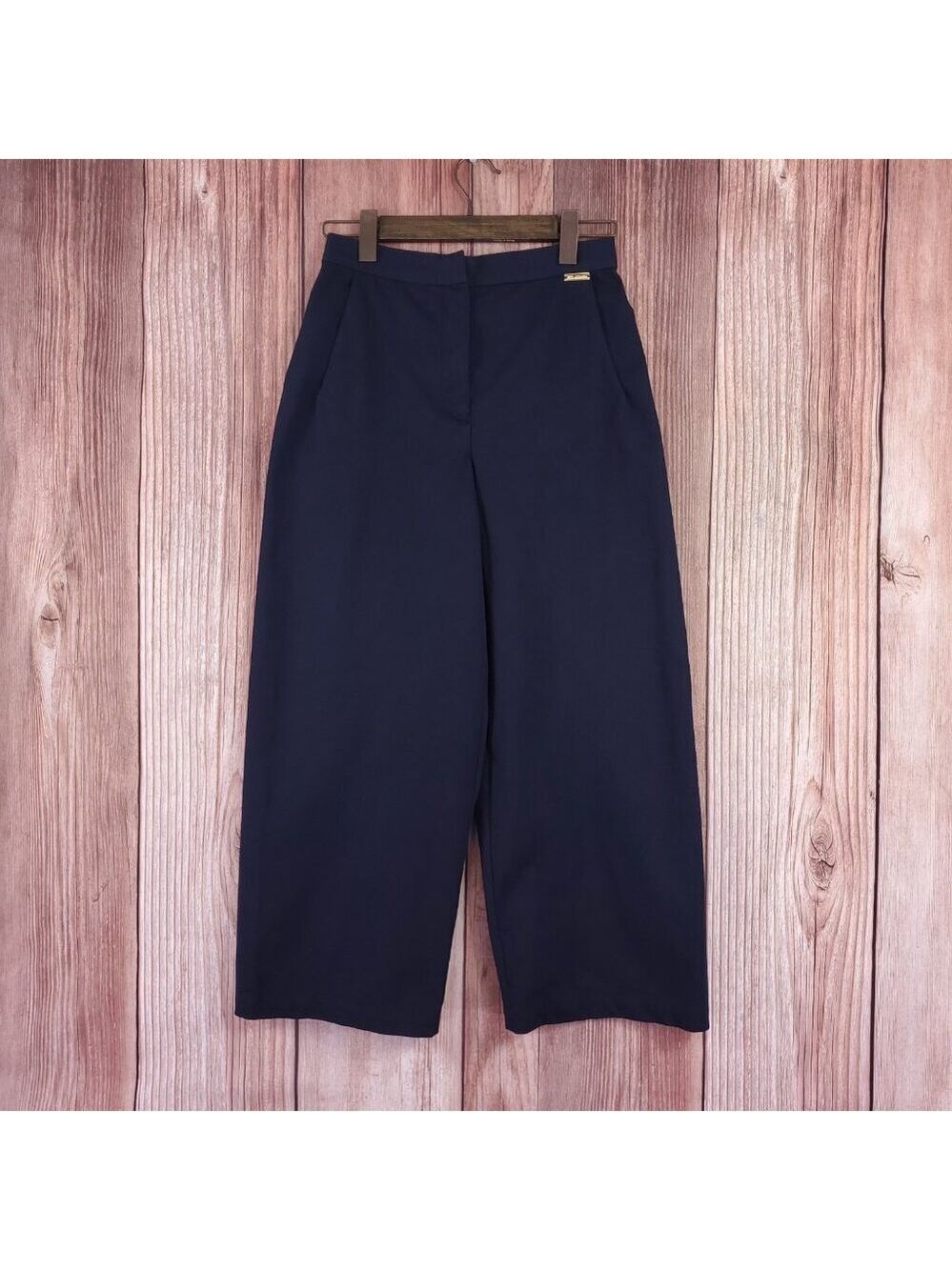 *READ* Vintage St John Sport Pants Womens Size 2 Wide Leg Cropped Navy Blue
